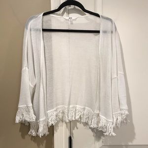 Jack knit / fringe open cardigan